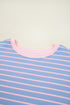 Slouchy Striped Contrast Trim Oversized Loungewear Pullover Top